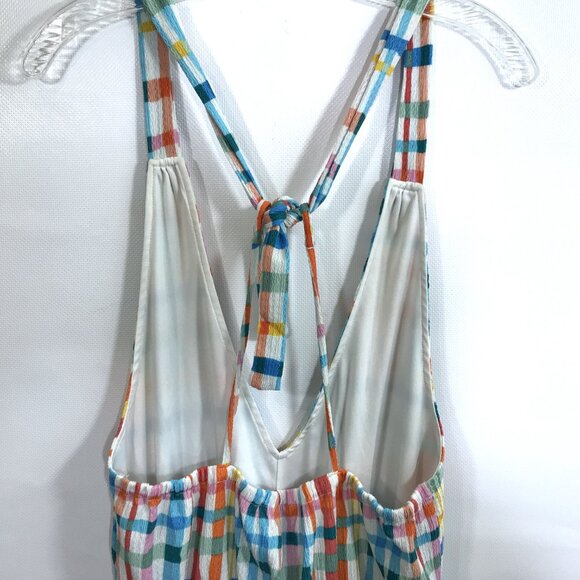 Cato Casual V-Neck Smocked Midi Dress Multi-Color Check Print S - Picture 8 of 10